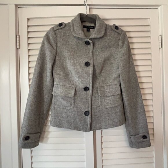 Banana Republic grey wool-blend peacoat military inspired XS - Picture 1 of 6
